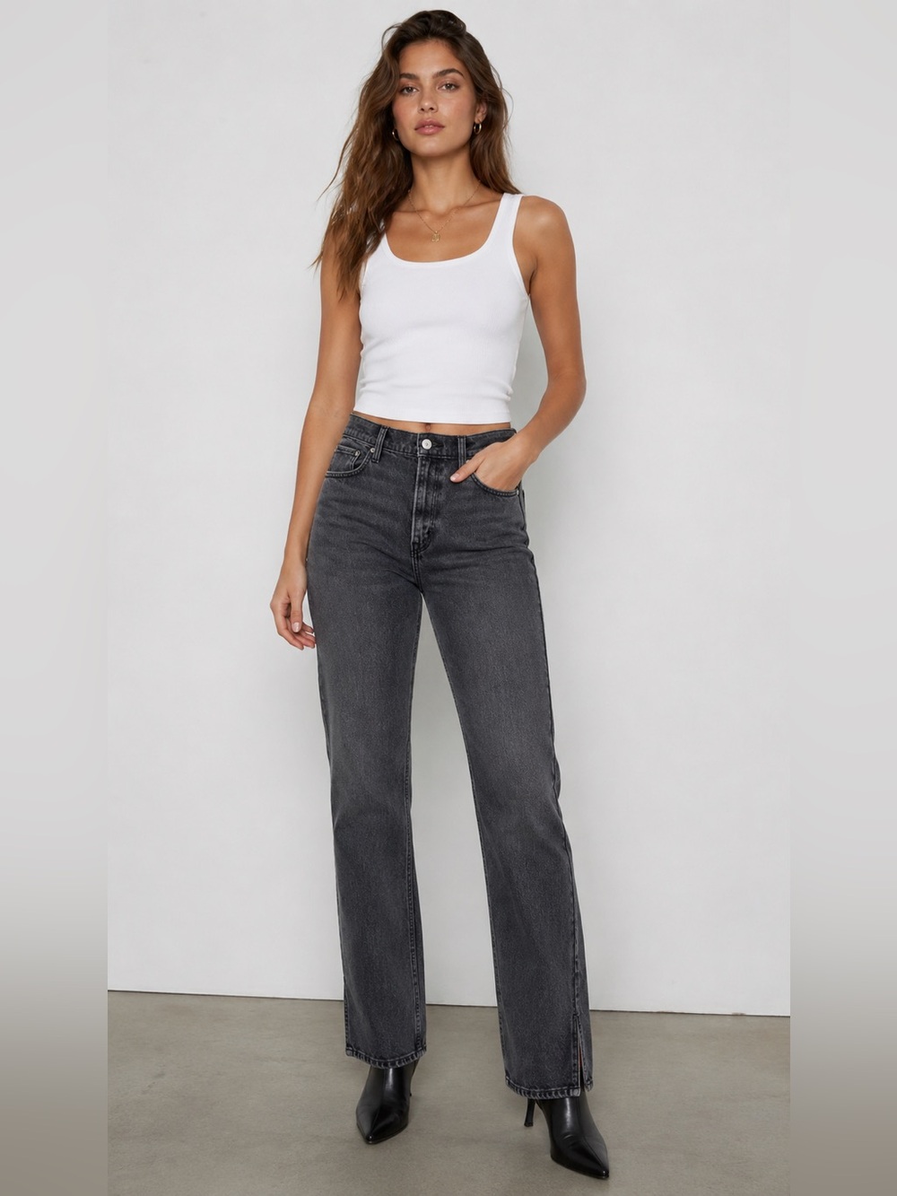 Abercrombie Straight Leg Jeans Dark Gray High Rise Women’s 25 Like New